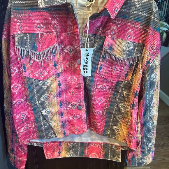 Savanna Jane Jackets & Blazers - Savanna Jane Multicolor Button Down Jacket with Pockets - Size Large